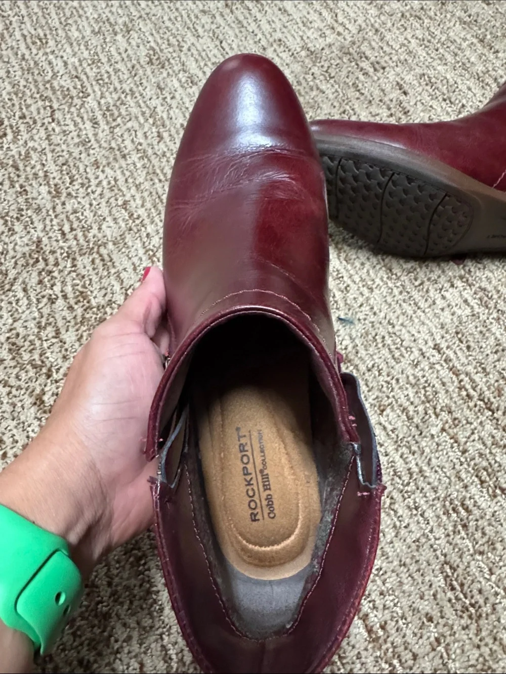 Rockport Women's Burgundy Leather Ankle Booties